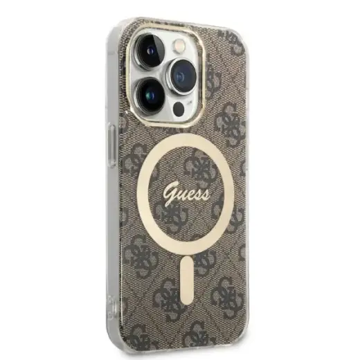 Guess 4G MagSafe Compatible Case + Wireless Charger for iPhone 14 Pro Max Brown Foto 4