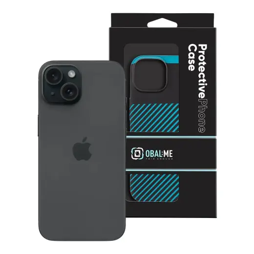 OBAL:ME Flossy Stripes Cover for Apple iPhone 15 Black|Teal Photo