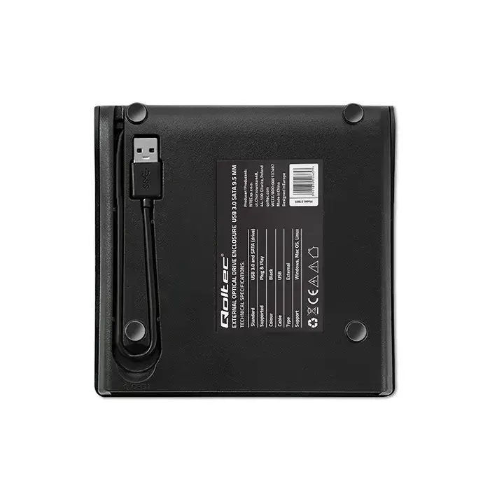 Qoltec External USB 3.0 9.5mm SATA Optical Drive Case | built-in cable Foto 5