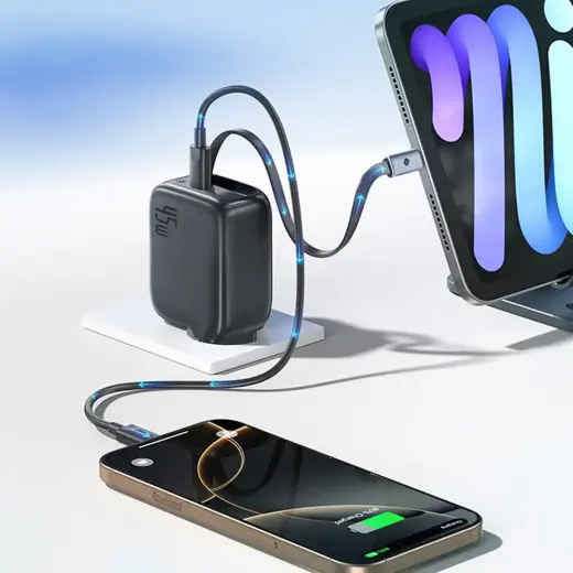 Baseus EnerCore CJ11 45W Wall Charger with USB-C Port and Retractable USB-C Cable - Black Foto 8