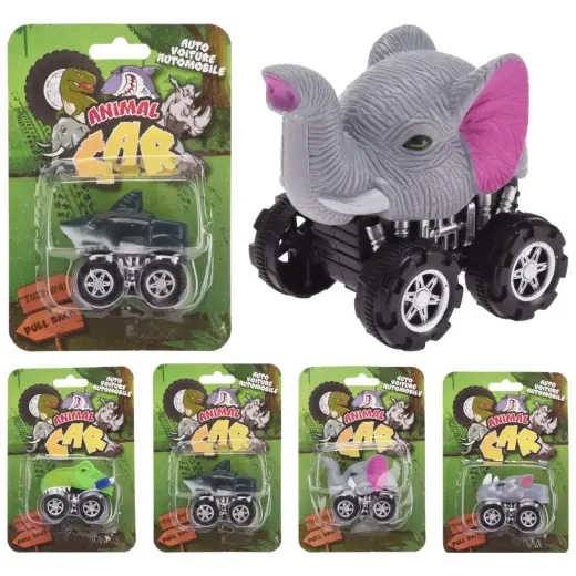 Rotaļlieta Automašīna ar dzīvnieciņu, uzvelkama