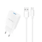 Dudao A4EU USB-A 2.1A wall charger - white + USB-A - micro USB cable Photo