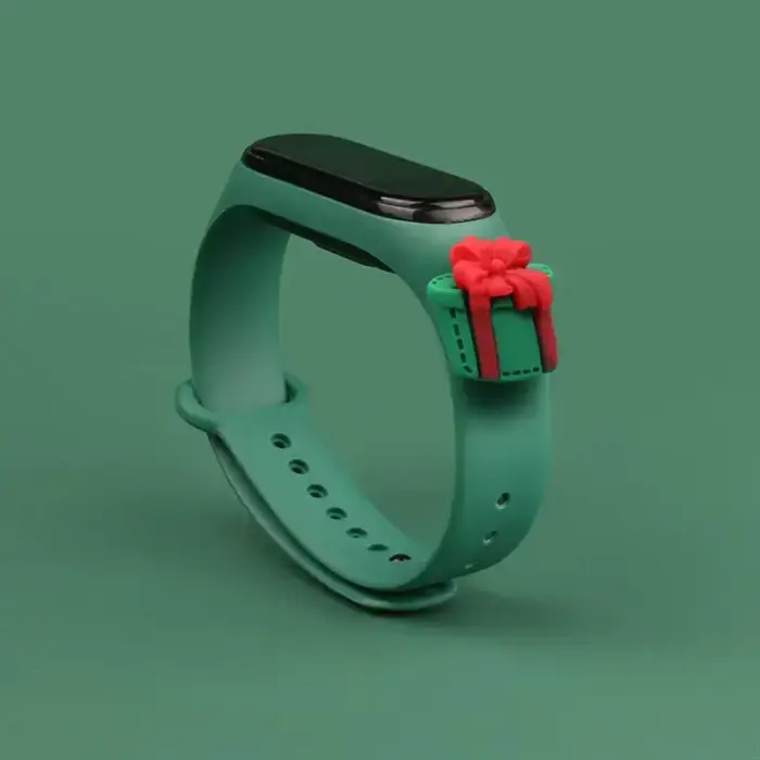 Strap Xmas for Xiaomi Mi Band 3 / 4 Christmas Silicone Strap Bracelet with Gift - Dark Green Foto 2