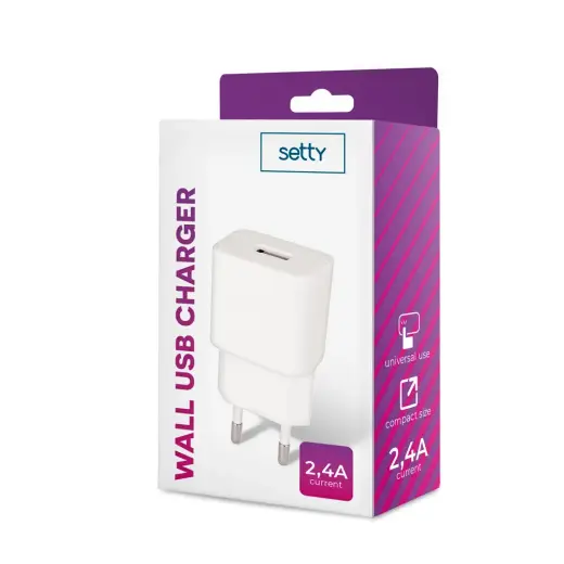 Setty charger 1x USB 2,4A white Foto 2