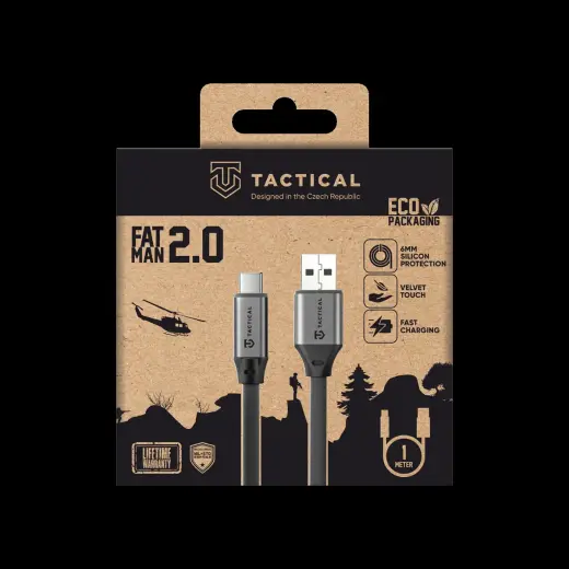 Tactical Fat Man 2.0 Cable USB-A|USB-C 1m Grey