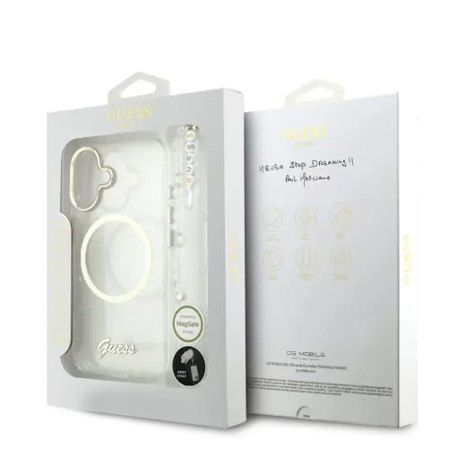 Guess IML Glitter Script Strap MagSafe Case for iPhone 17 Transparent Foto 6