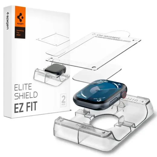 Spigen Elite Shield âEZ FITâ Hybrid Glass 2-PACK for Apple Watch 10 (42MM) - Clear Фото num