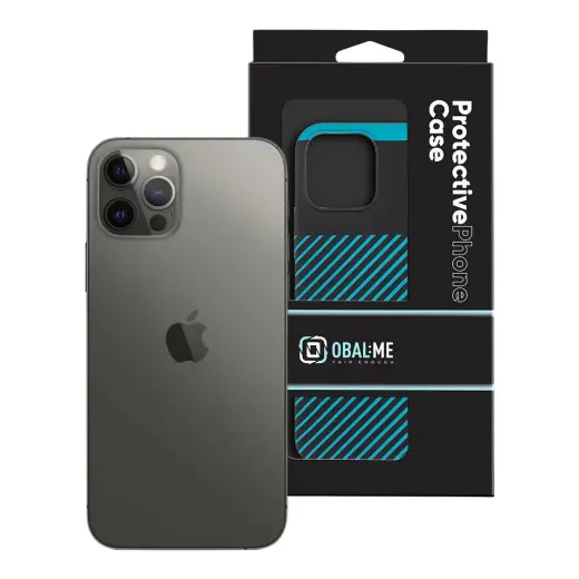 OBAL:ME Flossy Stripes Cover for Apple iPhone 12|12 Pro Black|Teal Photo
