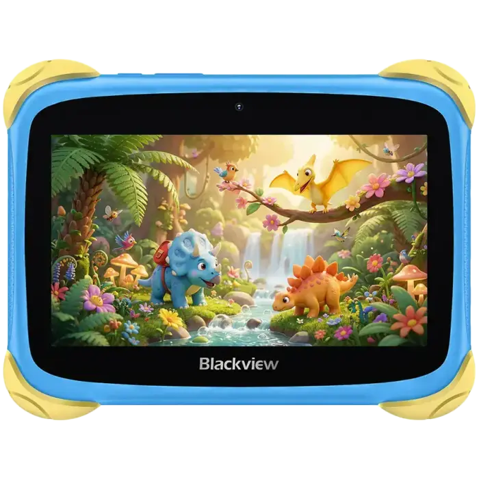 Blackview Link 1 Kids Mini WiFi6 7-inch 1024x600 HD+ 60Hz RK3562 2.0Hz 3GB+32GB 3000mAh Cam 2MP 5MP Stylus glass protector Handle Stand design Android 16 Brave Blue