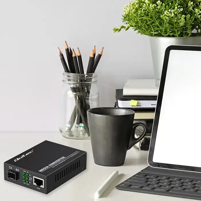 Qoltec Bidirectional Ethernet SWITCH Media Converter 1x RJ45 1x SFP| 1000Mbps | 5V Foto 6