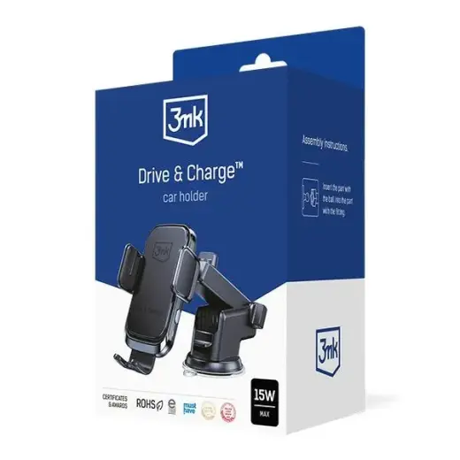 3MK Drive&Charge uchwyt indukcyjny samochodowy otwierany elektrycznie 15W montaż do szyby|deski|kratki Photo