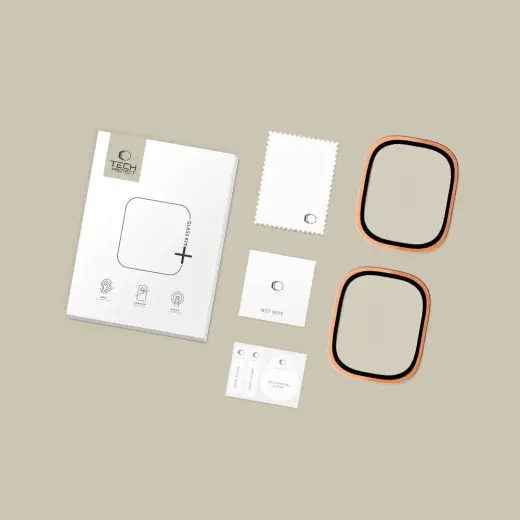 SZKŁO HARTOWANE TECH-PROTECT GLASS RING 2-PACK APPLE WATCH ULTRA 1 | 2 | 3 (49 MM) COSMIC ORANGE Foto 5