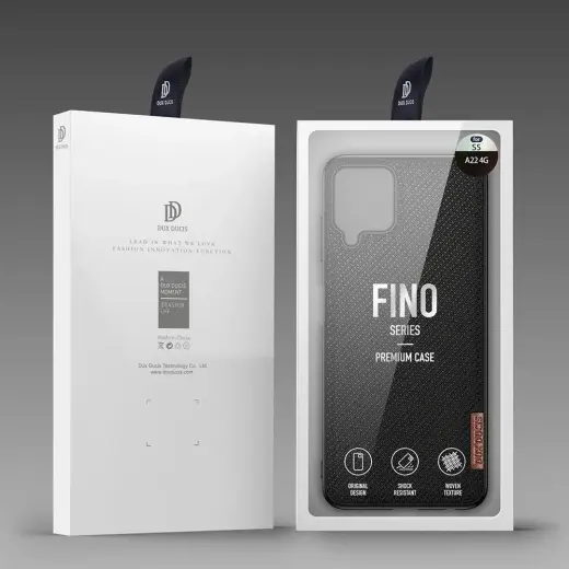 Dux Ducis Fino case covered with nylon material for Samsung Galaxy A22 4G black Photo