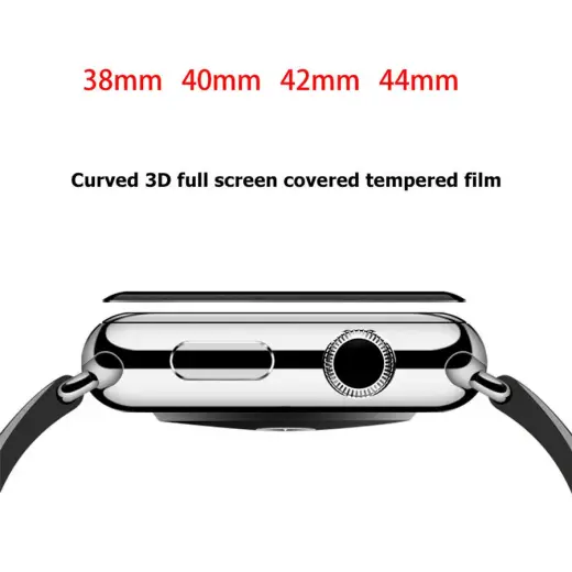Fusion ceramic glass 9D aizsargstikls pilnam ekrānam Apple Watch 1 | 2 | 3 42mm melns Foto 2