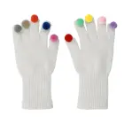 Gloves for touch screens with pom poms WHITE Photo