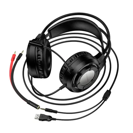 Borofone Headphones BO112 Wave gaming with microphone black Фото num