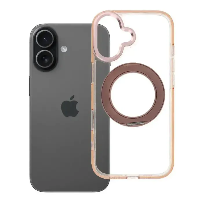 Case for iPhone 17 Frame Circle Stand compatible with MagSafe gold