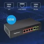 Qoltec FAST Ethernet PoE SWITCH 4x RJ45 PoE 1x RJ45 Uplink 1x SFP | 65W | 1000 Mb Foto 3