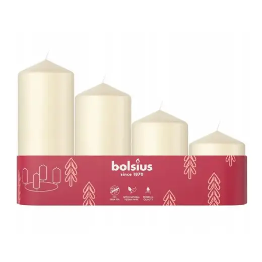 Candle cylinder 4 pcs. Ø120, 100, 80, 60x48mm cream color