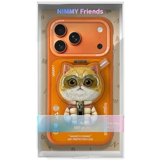 Etui Nimmy Cool&Cute 2.0 Cat do iPhone    17 Pro z magnetyczną zawieszką pomarańczowy Foto 7