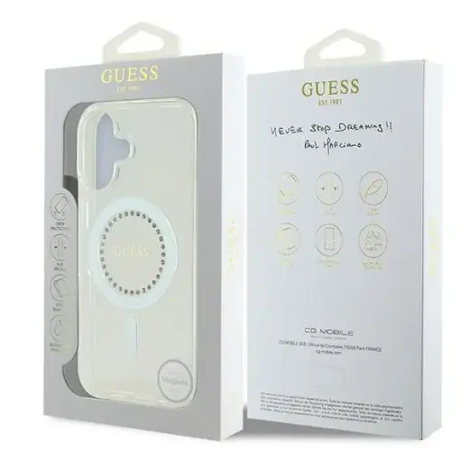 Guess GUHMP16MPFTDTEH iPhone 16 Plus 6.7" white hardcase IML Rhinestones MagSafe Foto 8