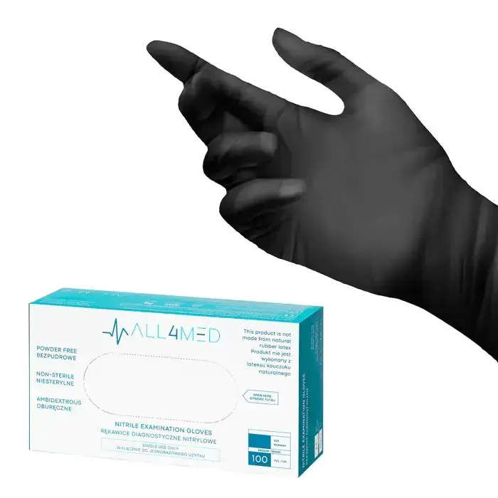 All4med - black, size S Disposable nitrile diagnostic gloves
