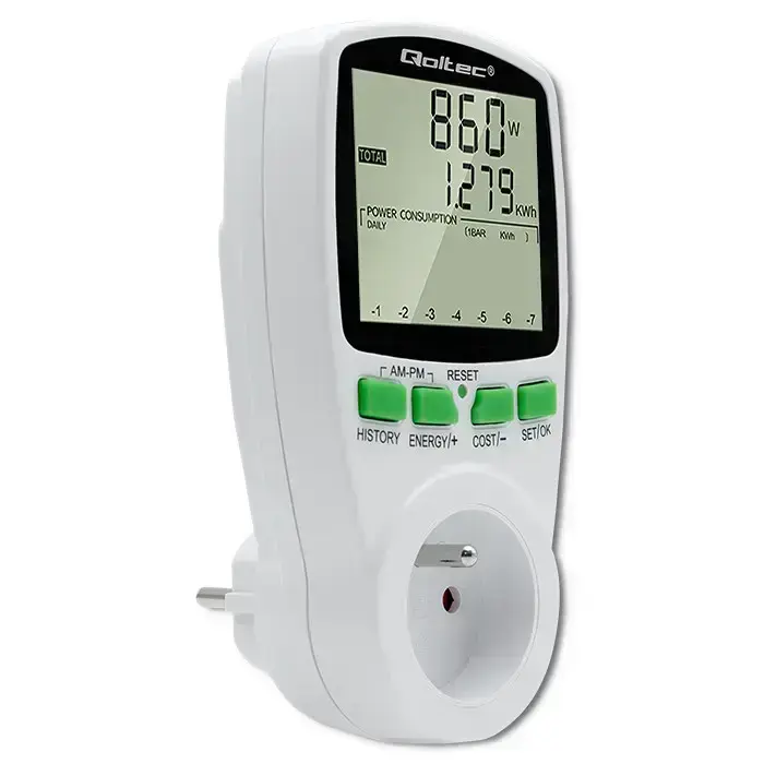 Qoltec Power meter PM0627 with history | 3680W | 16A | LCD Photo