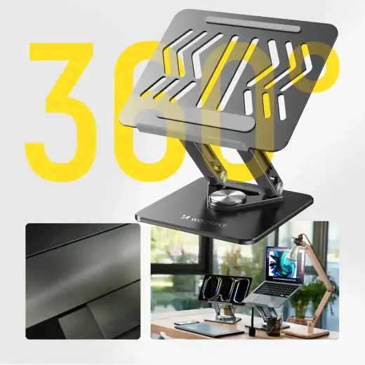 Wozinsky WRS-CPY84SB 360 Aluminum Laptop and Tablet Stand + Free Smartphone Stand - Black Photo