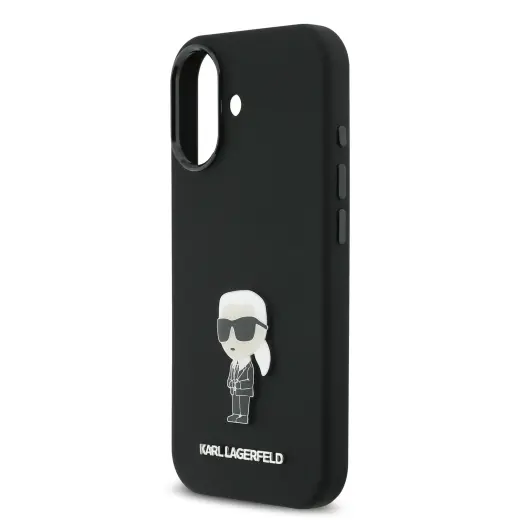 Karl Lagerfeld Liquid Silicone Metal Ikonik Case for iPhone 17 Black Foto 4