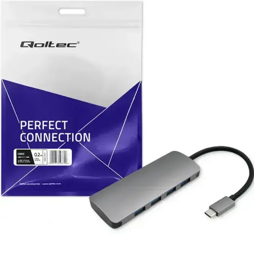Qoltec Hub Adapter USB-C 3.1 5in1 | 4x USB 3.0 | DC Фото num