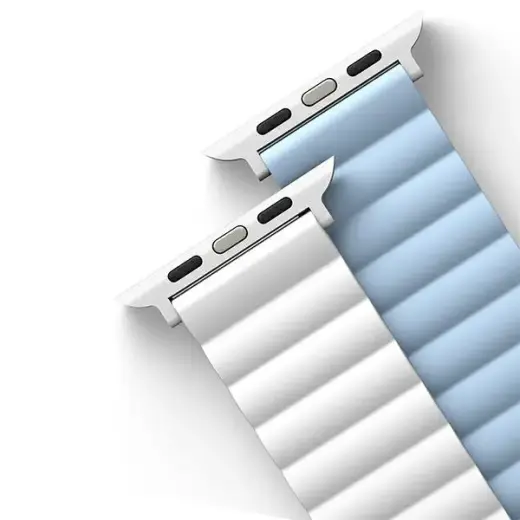 UNIQ pasek Revix Apple Watch Series 4|5|6|7|8|SE|SE2|Ultra 42|44|45|49mm. Reversible Magnetic biały-niebieski|white-blue Фото num