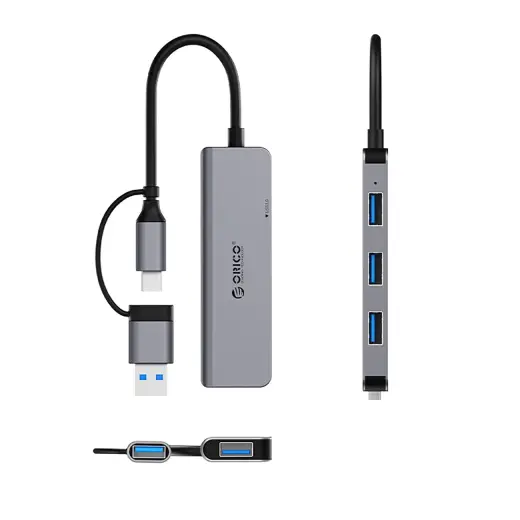 Orico YSA5-U3 USB-A|USB-C Hub Docking Station 3x USB-A 2.0 + 1x USB-A 3.0 - Gray Фото num
