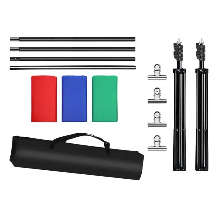 Puluz 2x3m photo backdrop set/stand + photo backdrops 3 pcs PKT5205 Foto 4