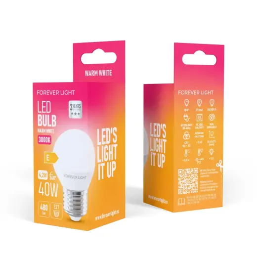 Forever Light LED Bulb E27 G45 4.2W 480lm 3000K class E Foto 3