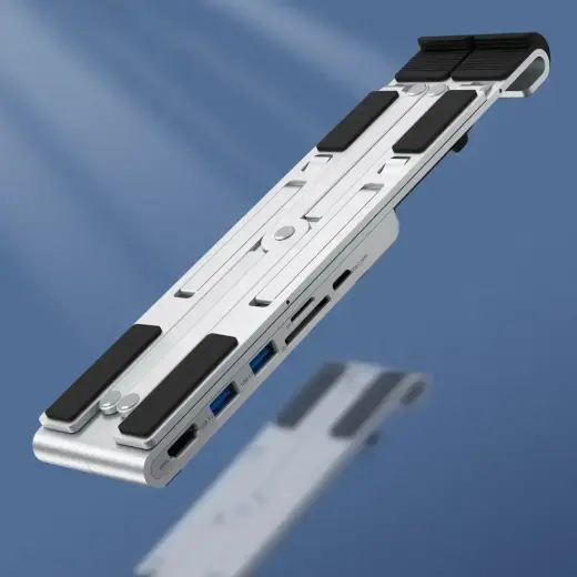 Choetech stand multifunctional station for laptop PD / USB-C HDMI (4K / 30Hz) / 2xUSB-A / 1xUSB-C / 1xSD / 1xTF black (HUB-M43) Фото num