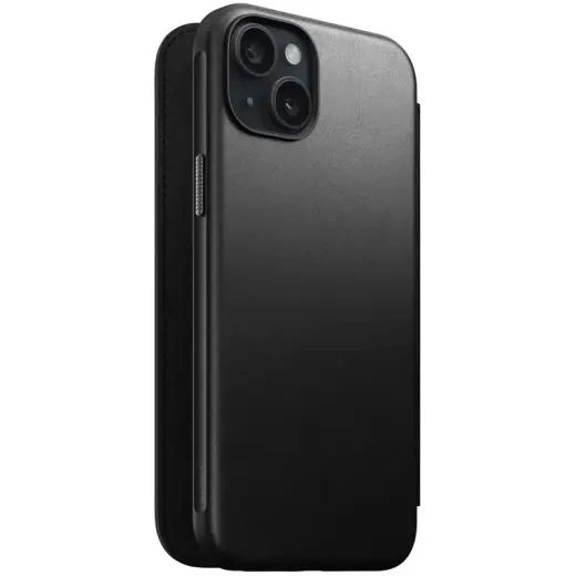 Nomad Modern Leather Folio case for iPhone 15 Plus 6,7" black Фото num