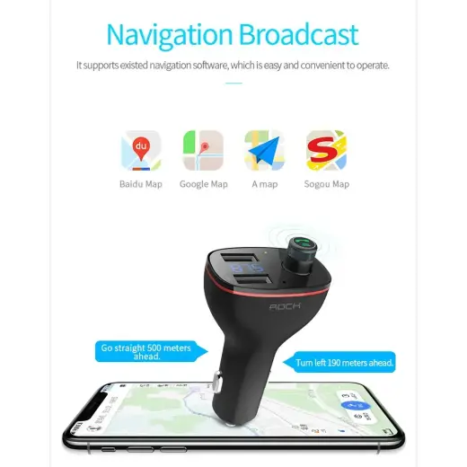 Rock Transmiter FM B300 MP3, Bluetooth - 2xUSB - black Foto 7