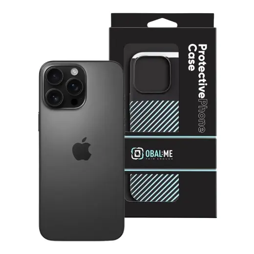 OBAL:ME Flossy Stripes Cover for Apple iPhone 16 Pro Max Black|Sky Blue Photo