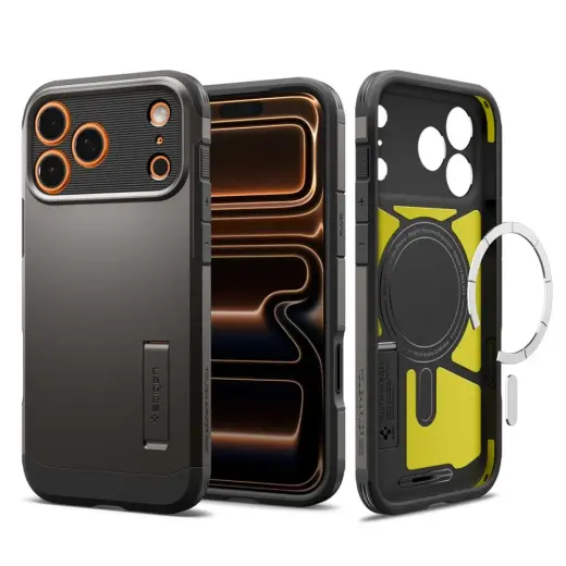 Spigen Tough Armor "T" maciņš ar statīvu un MagSafe atbalstu telefonam Apple iPhone 17 Pro pelēks Foto 1