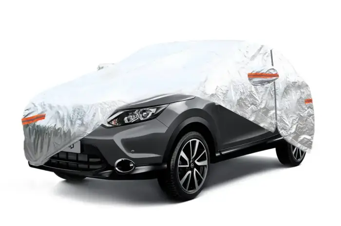Alumīnija auto pārsegs ar rāvējslēdzēju, atstarojošs, 120 g + kokvilna, sudraba, izmērs SUV/VAN L