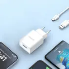 Dudao A4EU USB-A 2.1A wall charger - white + USB-A - micro USB cable Photo