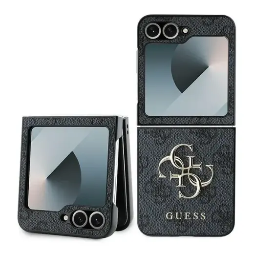 Guess Leather 4G Metal Logo Case for Samsung Galaxy Z Flip 6 - Black Foto 1