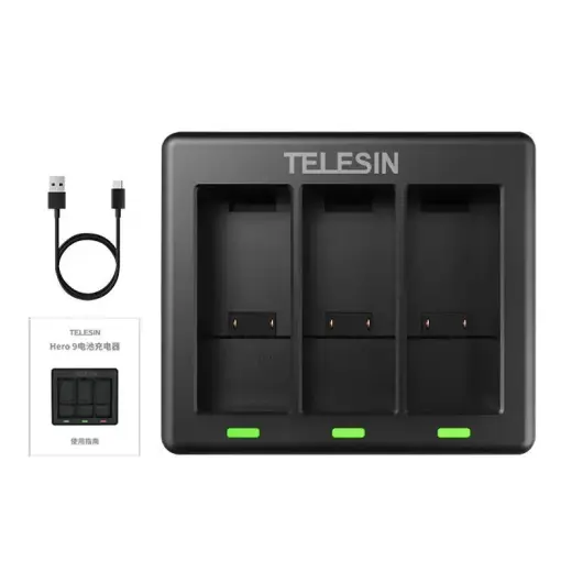 3-slot charger Telesin for GoPro Hero 12 / Hero 11 / Hero 10 / Hero 9 Foto 3
