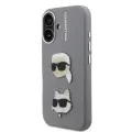 Karl Lagerfeld Grained PU K&CH Heads telefona maciņš iPhone 16 pelēks — Foto 1