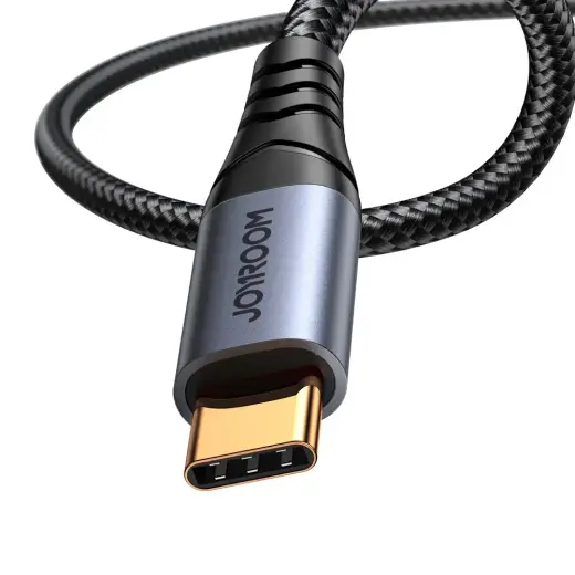 Joyroom stereo audio cable AUX 3.5 mm mini jack - USB-C for phone 1.2 m black (SY-A07) Photo