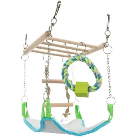 Аксессуары для грызунов - Trixie Подвесной мост, гамак|игрушка, хомяк, дерево|веревка, 17 × 22 × 15 см Фото num