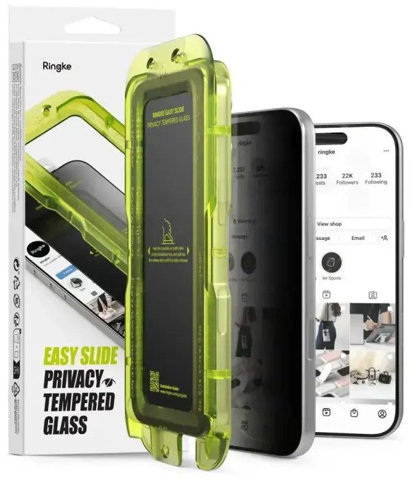 Ringke Easy Slide tempered glass for phone iPhone 18 Pro (privacy effect) (2 pcs.)
