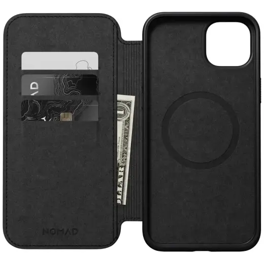 Nomad Modern Leather Folio case for iPhone 15 Plus 6,7" black Фото num