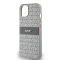 DKNY PU Leather Repeat Pattern Tonal Stripe Case for iPhone 14 Beige — Photo 3