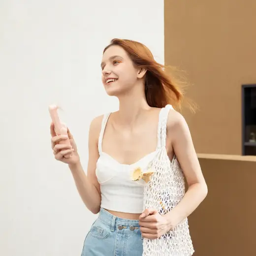 Jisulife Handheld Fan Life8 Mini Portable USB Fan with Power Bank and Flashlight - Pink Foto 5